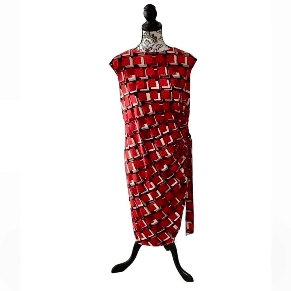 R & K Red and Black Rouched DRESS - SIZE 1X